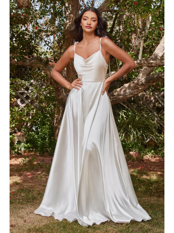 Vestido largo Satín -S/XL- (bd104w) - Off White