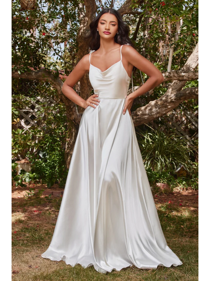 Vestido largo Satín -S/XL- (bd104w) - Off White
