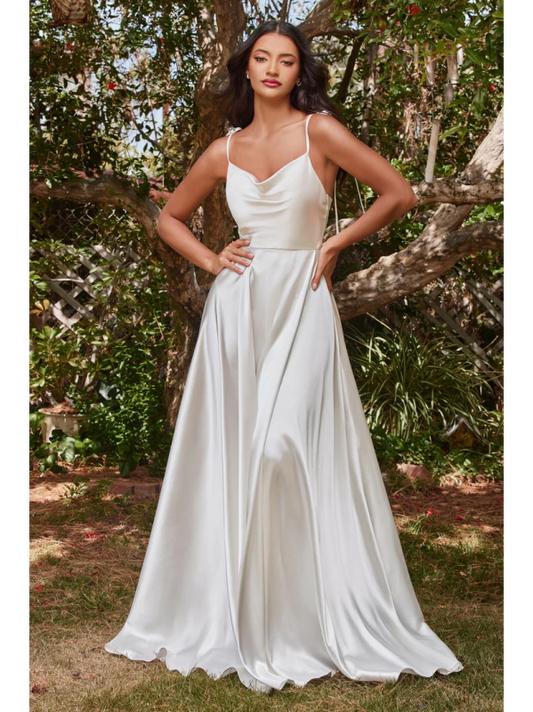 Vestido largo Satín -S/XL- (bd104w) - Off White