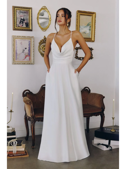 Vestido largo Satín (t714w) - Off White
