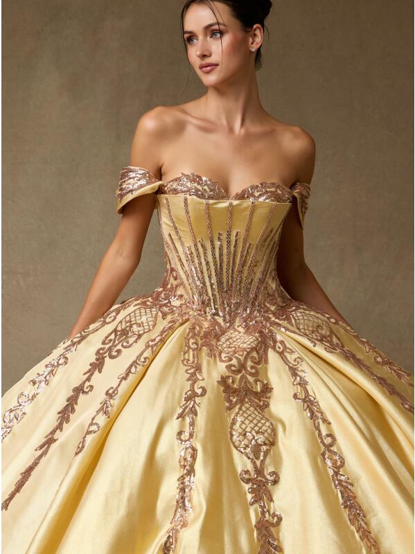 Vestido de Gala (SRQ2558_GOLD) - Gold
