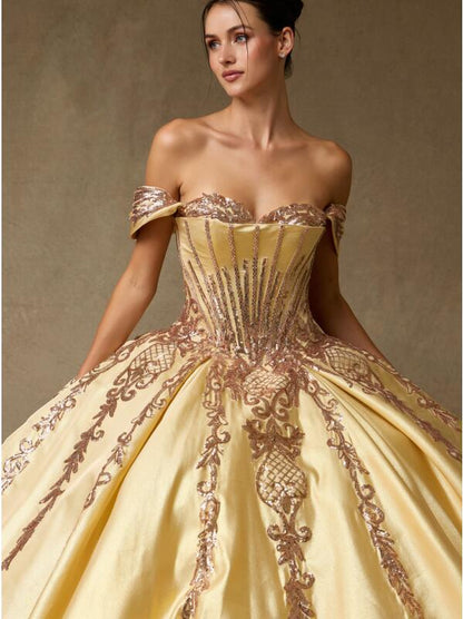 Vestido de Gala (SRQ2558_GOLD) - Gold