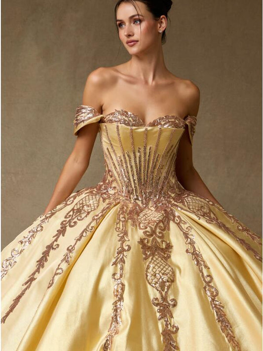 Vestido de Gala (SRQ2558_GOLD) - Gold