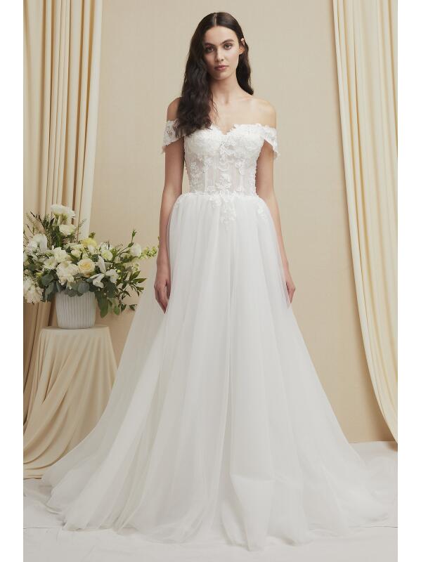 Vestido hombros Caídos y falda de Tul
