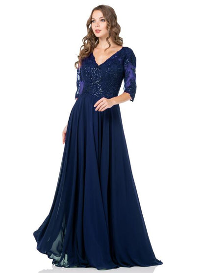 Vestido manga 3/4 color Azul